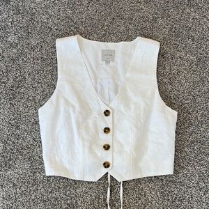 Love Tree White Buttoned Women's Top